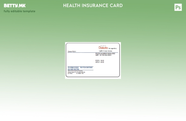 Модерен стил Шаблон за картичка за здравствено осигурување во Северна Дакота